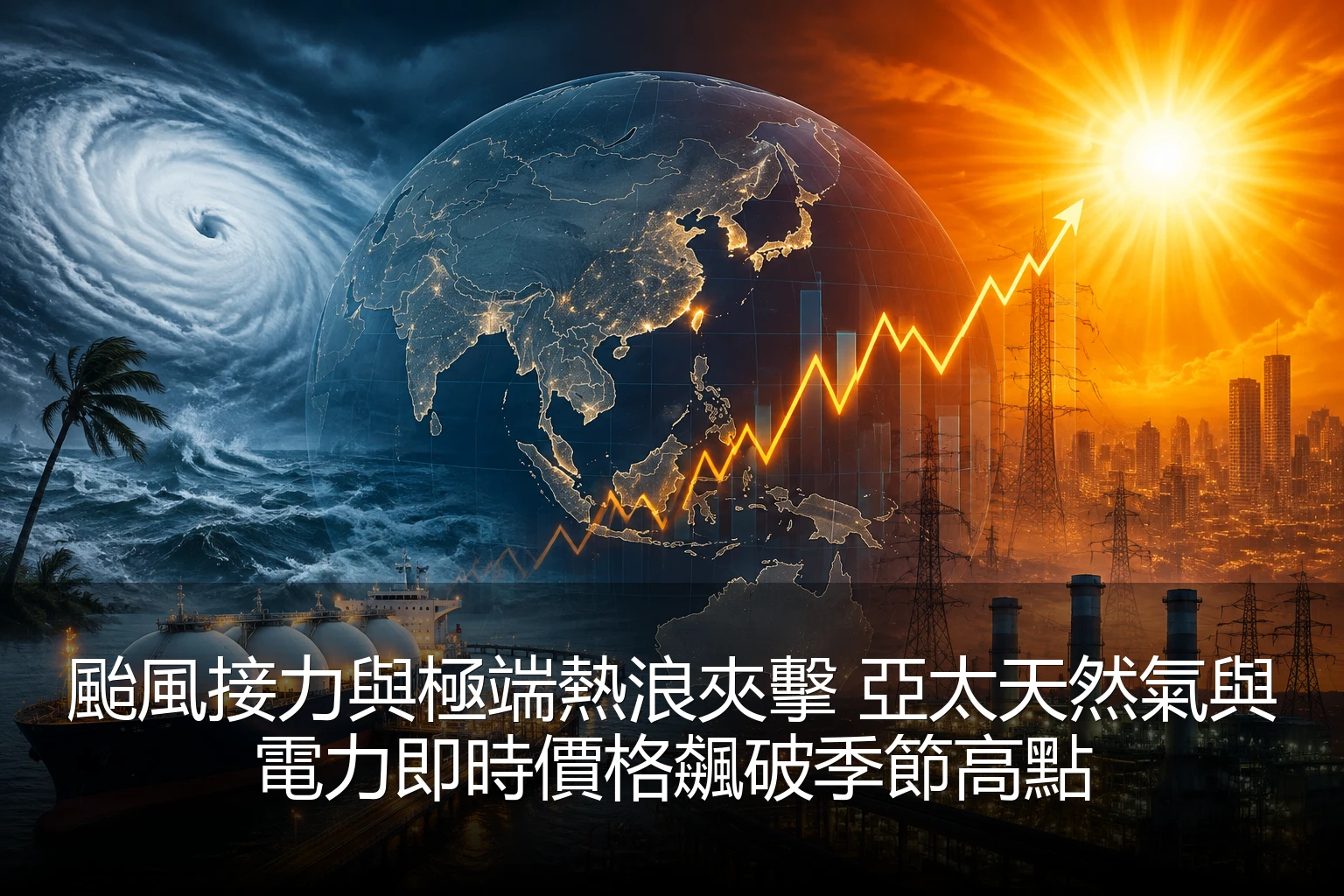 颱風接力與極端熱浪夾擊 亞太天然氣與電力即時價格飆破季節高點